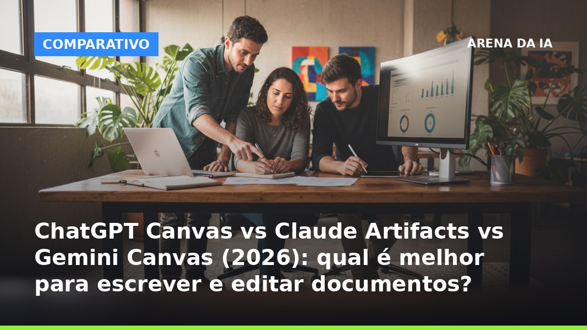 Comparativo ChatGPT Canvas vs Claude Artifacts vs Gemini Canvas para editar documentos em 2026