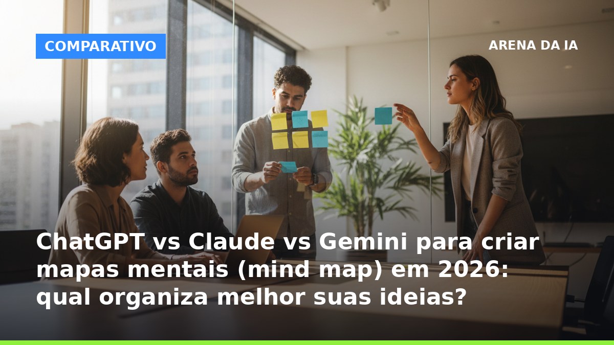 ChatGPT, Claude e Gemini ajudando a criar mapas mentais (mind map) em português