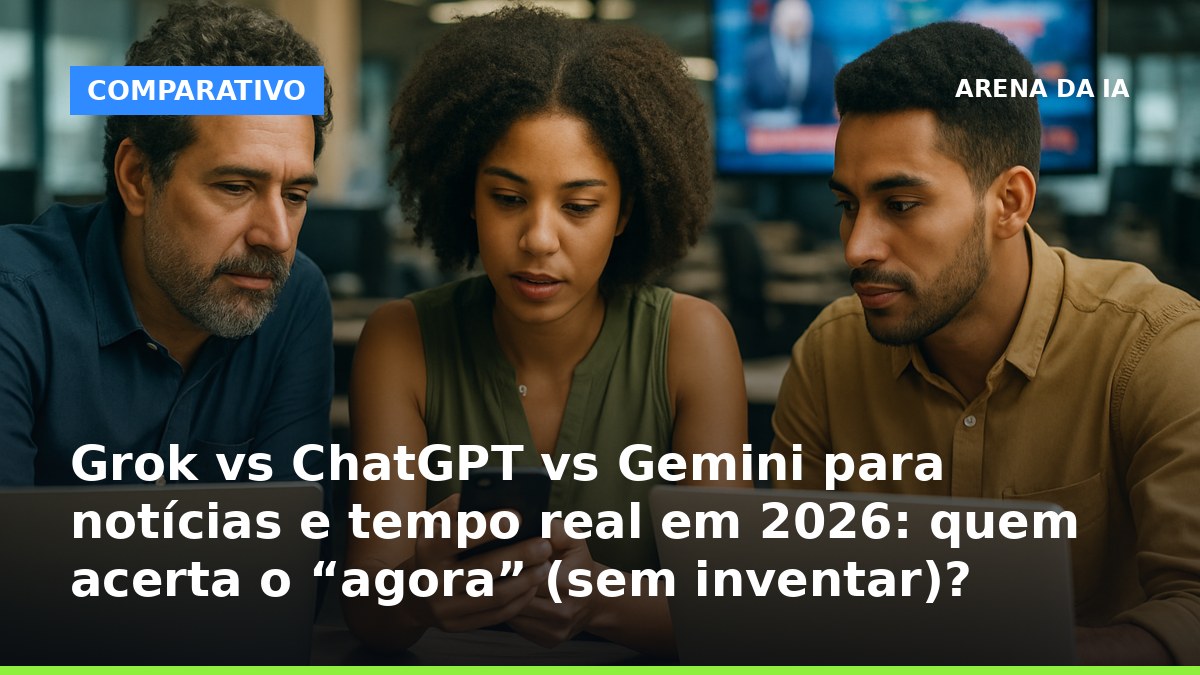 Grok vs ChatGPT vs Gemini para notícias e tempo real em 2026 em ambiente de redação