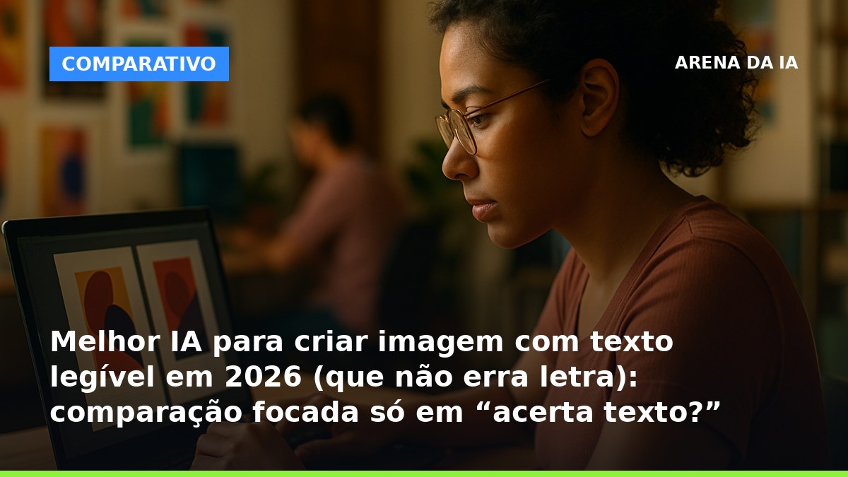 Melhor IA para criar imagem com texto legível em 2026 em um post com frase sem erro de letra