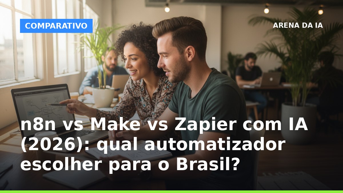 Comparativo n8n vs Make vs Zapier com IA para automação de fluxos em 2026