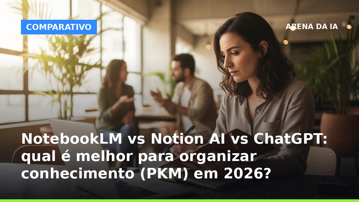 NotebookLM vs Notion AI vs ChatGPT para organizar conhecimento (PKM) em 2026