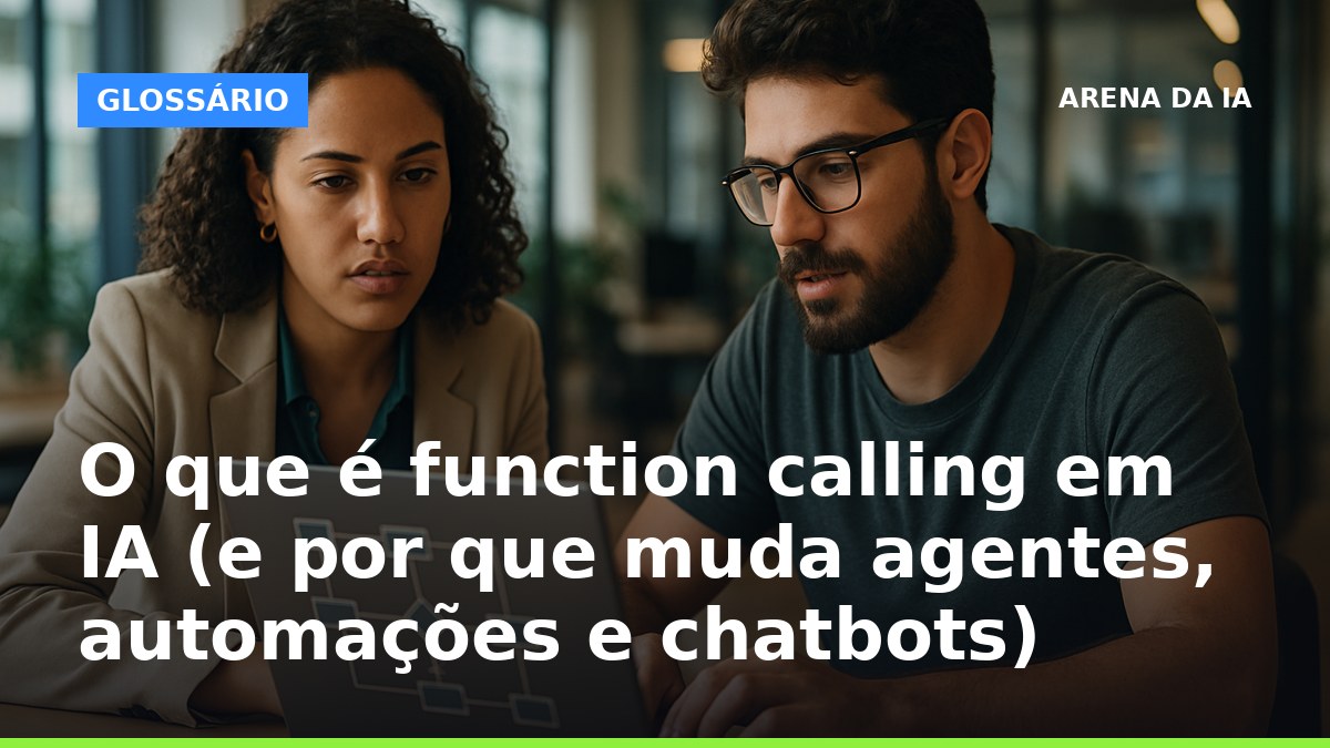 O que é function calling em IA: profissional brasileiro usando IA para acionar APIs no notebook